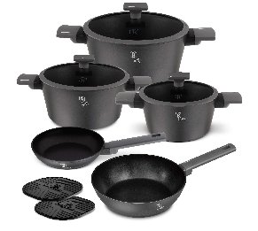 סט סירים ומחבתות אלומיניום מחושל – 10 חלקים TitanPro